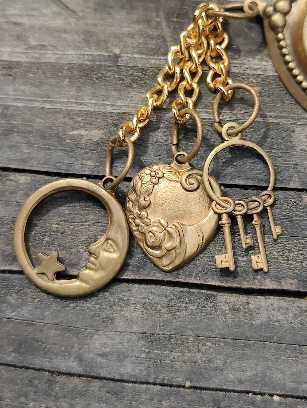 Antique Repurposed Celestial Chatelaine Brooch - Picture 2 of 8